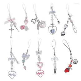 Keychains Fashion Phone Charm With Bowknot And Pendant Unique Lanyard Keyring Keychain Wing Heart Strap Party