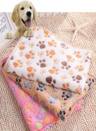 Comfortable Pet Bed Mats Sleep Flora Paw Print Dog Cat Puppy Fleece Soft Blanket Pet Dog Beds Mat For Pet Cat Small Dog Supplies N1820793