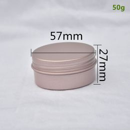 1.76oz/50ml Refillable Aluminum Cosmetic Bottle Screw Lid Round Rose Gold Aluminium Jar Cans Makeup Empty Lip Balm Cosmetics Container