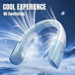 Electric Fans New Neck Fan Portable Neck Cooler USB Rechargeable Mini Electric Fan Small Neck Cooling Fan Bladeless Mini Outdoor Fan 3000mAhC24319