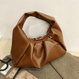 Totes PU Leather Small Axillary Fold Bag For Women Handbags 2024 Fashion Female Shoulder Bags Ruched Hobos Hand