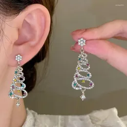Stud Earrings Vintage Zircon Christmas Tree Drop Snowflake Long Tassel Earring For Women Jewelry Happy Year Festival Party Gifts