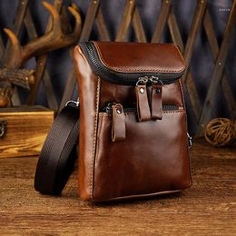 Totes Men Cross Body Shoulder Bag Fanny Waist Pack Genuine Leather Male Cowhide Cell/Mobile Phone Hip Belt Purse Hook Messenger Bags