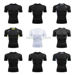 Men's T-Shirts Mens Rash Protection Short Sleeve Compression Shirts Fast Cycling Fitness T-Shirt for Running Training Underwear Sports Clothing 240327