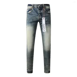 Women's Pants Purple Brand Jeans 1:1 High Street Blue Matte Bleach Wash Fashion Repair Low Rise Skinny Denim