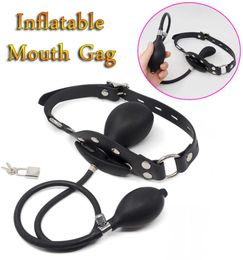 Adult Games Detachable Inflatable Silicone Anal Plug Huge Dildo Pump Slave Bdsm Bondage Mouth Gag Sex Toys for Women Couples Y20066095564