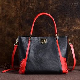 Totes 2024 Brand Female Genuine Leather Handbags Ladies Casual Elegant Shoulder Messenger Bag Cow Handmade Woman Bags Big