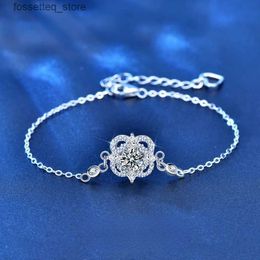 Charm Bracelets Four Leaf Cr 925 Sterling Silver 0.5 Moissanite Chain lind s Women Anniversary Gift L240319