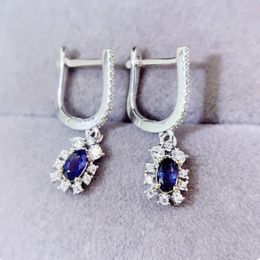 Hoop Earrings Natural Real Blue Sapphire Earring Luxury Style 3 5mm 0.4ct 2pcs Gemstone 925 Sterling Silver Fine Jewellery L243148