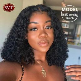Synthetic Wigs Brazilian Deep Wave Human Hair Bob Closure Wig Natural Hairline SVT Remy Hair Short Deep Curly Bob Lace Wig Preplucked Baby Hair 240328 240327