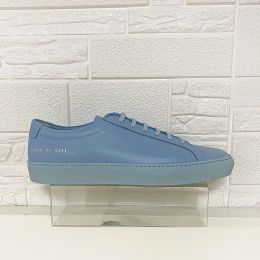 Slippers Donnain 2022 Autumn Winter New Haze Blue Calfskin Lowtop Sneakers Comfort Casual Flat Couple Shoes Plus Size Rubber Sole