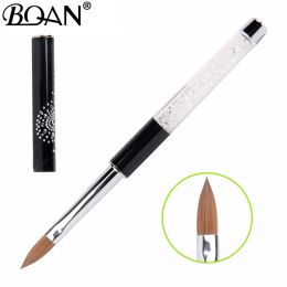 Tools Bqan 10pcs #8 #10 #12 Crystal Rhinestone Handle Black Pure Kolinsky Acrylic Brush Sable Nail Brush