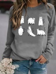 Women's Hoodies Halloween Round Neck Sweater Trend Autumn And Winter European American Fashion Printing Y2K Coat Hoodie