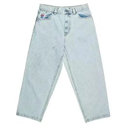 Y2K Big Boy Jeans Pants Hip Hop Cartoon Graphic Embroidery Baggy Mens Harajuku High Waisted Wide Trouser Streetwear 240311