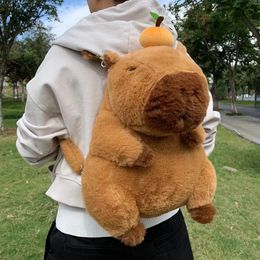 capybara 플러시 배낭 카와이 패션 플러시 플러시 인형 모피 가방 어린이 숄더 미니 배낭 가방 여자 친구를위한 선물 240314
