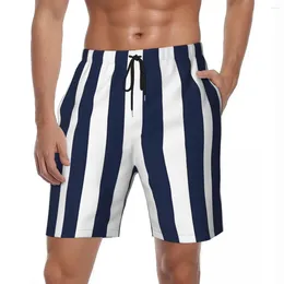 Men's Shorts Summer Board Men Navy Blue Stripe Sports Fitness Fashion Beach Short Pants Classic Breathable Swimming Trunks Plus Size