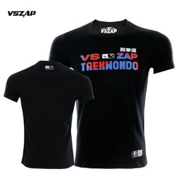 VSZAP Fighting Fitness Top Sports Muay Thai Short sleeved Printed T-shirt, Pure Cotton Taekwondo Casual Running Clothing