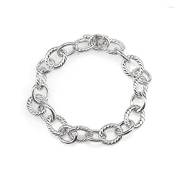 Link Bracelets Fashion Female Copper Bracelet Silver Colour Twist And Smooth Circle Basic Chain For Women Elegant Party Jewellery Accessories