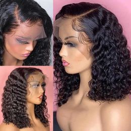 Synthetic Wigs Deep Wave Short Wigs 10A Human Hair 13*5*1 Lace Front Deep Curly Bob Wigs Brazilian Virgin Hair Short Deep Wigs for Black Women 240329