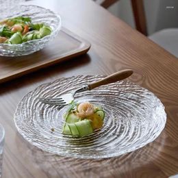 Plates Creative Threaded Glass Dinner Plate Dessert Snack Fruit Salad Pasta Restaurant Specialty Tableware