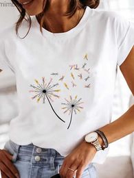 Women's T-Shirt Short Sleeve Fashion Female Graphic Tee Women Print Dandelion Dragonfly 90s Summer Casual Clothes Ladies T Clothing T-shirtsC24319