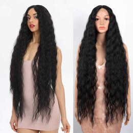Synthetic Wigs Synthetic Wigs Synthetic Lace Front Wigs For Black Women 40 Inch Long Curly Lace Wigs Ombre Blonde Highlight White Cosplay Wig 240328 240327