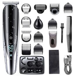 Tudo em um aparador de cabelo para homens kit de aliciamento de barba barbeador elétrico corpo aparador de cabelo nariz orelha aparador lavável 240314