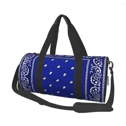 Outdoor Bags Blue Paisley Bandana Gym Bag Retro Fashion Waterproof Sports Accessories Travel Handbag Fitness For Men Women