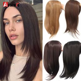 Synthetic Wigs Bangs AOSI Synthetic Long Straight Hair Toppers With 3 Clips Hair Topper Hairpieces For Women With Bangs 240328 240327