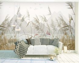Wallpapers Diantu Custom Wallpaper Home Decoration Murals Modern Simple Reeds Landscape TV Background Wall 3d