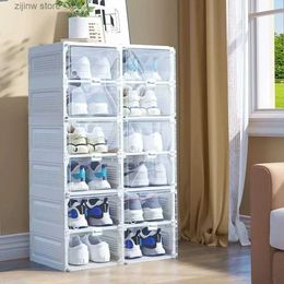 Storage Holders Racks Shoe cabinet with transparent door non installed shoe box 2-12 mesh stackable shoe cabinet and shoe rack 240319