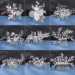 Tiaras Silver Rhinestone Pearl Color Wedding Hair Combs Rose Gold Hair Accessories For Women Accessories Gold Hair Ornaments Jewelry Y240319