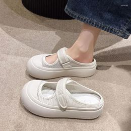 Slippers Slides Mules Thick Shoes For Women 2024 Round Toe Woman Transparent Sandals Clear Summer Platform White W I On Offer B