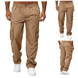 Men's Pants Cargo Trousers Solid Colour Casual Elastic Waist Multi-pocket Fitness Sports Outdoor Combat Work S-4XL