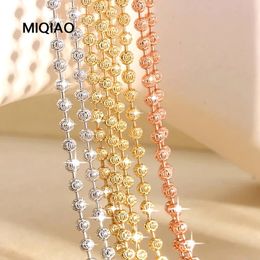 MIQIAO 925 Sterling Silver Italian Necklaces For Women Jewellery Ball Diamond Cutting Chain Female Necklace Long 40 45 50 55 60CM 240313