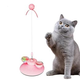 Cute Cat Fur Ball Cute Cat Teaser Wand Pet Products Spring Toy Cat Interactive Toys With Suction Cup Scratcher Toy Cat Supplies 240315