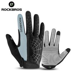 ROCKBROS Cycling Mens Gloves Spring Autumn Bike Cycling Gloves Sports Shockproof Breathable Mountain Bike Gloves Motorcycle 240306