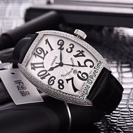 New Casablanca 8880 C DT Steel Silver Diamond Bezel Silver Dial Japan Miyota 8215 Automatic Mens Watch Black Leather Strap Watches282a