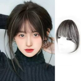 Synthetic Wigs Synthetic Fake Air Bangs Natural Forehead Fake Fringe Hair Bang Wig Short Invisible Clip In Hair Hairpieces For Women 240328 240327