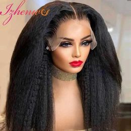 Synthetic Wigs 28 30 Inch Transparent 360 13x6 Lace Frontal Wig Pre Plucked Kinky Straight Lace Front Closure Human Hair Glueless Wig For Women 240328 240327