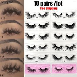 False Eyelashes 10 Pairs Visofree 3D Mink Fluffy Dramatic Makeup Lashes Natural Long Thick Fake