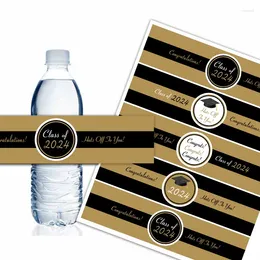 Party Decoration Graduation Water Bottle Labels Black And Gold Decor 2024 Ideas