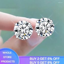 Stud Earrings Real 925 Sterling Silver Sweet Round Zircon Colorful For Daughter Children Birthday Gift Jewelry 4084
