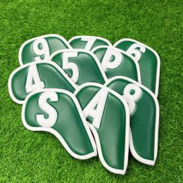 Aids Golf Club Covers 9pcs Leather Golf Iron Head Covers Handmade Waterproof Golf Club Protector Protective Cover For Golf Clubs Easy