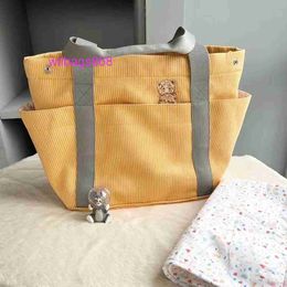 Women Totes Handbag L Little Tiger Embroidered Canvas Striped Mommy Bag Beach Diaper