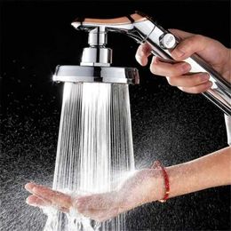 Bathroom Shower Heads Big Panel High Pressure Large Flow Shower Head With Stop Water Button Silver Massage Abs Spray Nozzle Rainfall Bathroom Shower Y240319