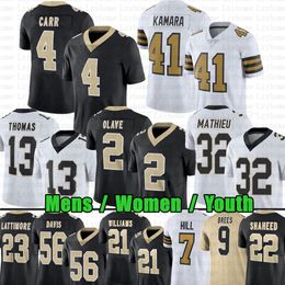 4 Derek Carr Alvin Kamara Football Jersey Jamaal Williams Chris Olave Taysom Hill Tyrann Mathieu Jimmy Graham Drew Brees Marshon Lattimore Demario Davis Shaheed