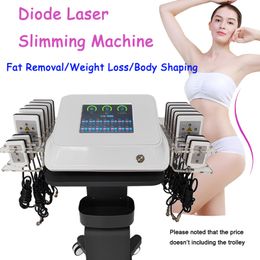 Professional Lipolaser Slimming Machine 650nm Diode Laser Lipo Laser Body Contouring Fat Removal Weight Loss Device With 14 Laser Pads