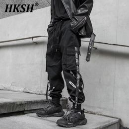 Men's Pants HKSH Spring And Autumn Tide Overalls Korean Style Ribbon Leggings Hip Hop National Trend Casual Dark Chic HK0110