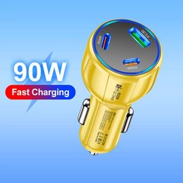 90W Car Charger USB Type C Fast Charging Car Phone Charger Dual PD 30W Quick Charge 3.0 Charger Adapter For iPhone 15 14 Samsung S24 Xiaomi LG